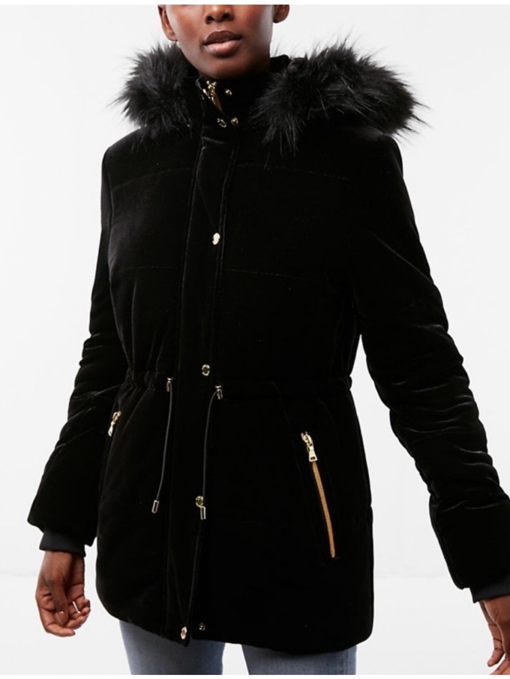 Express Black Velvet Parka Puffer
Coat